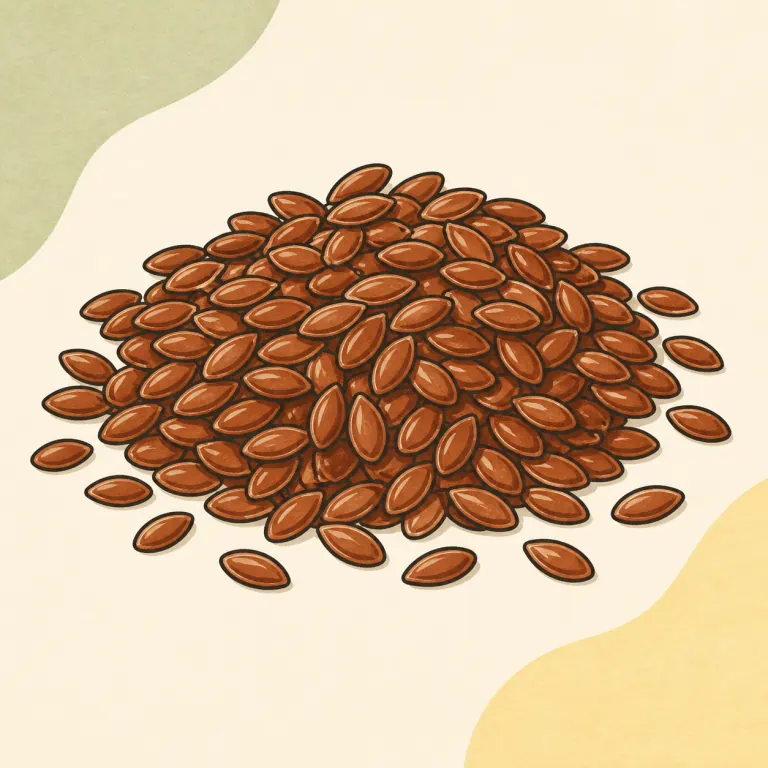 Hand-drawn editorial illustration of Flax seeds.