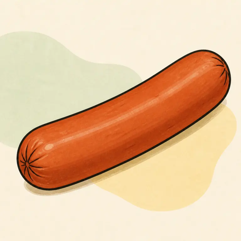 Hand-drawn editorial illustration of Hot dog, meat and poultry.