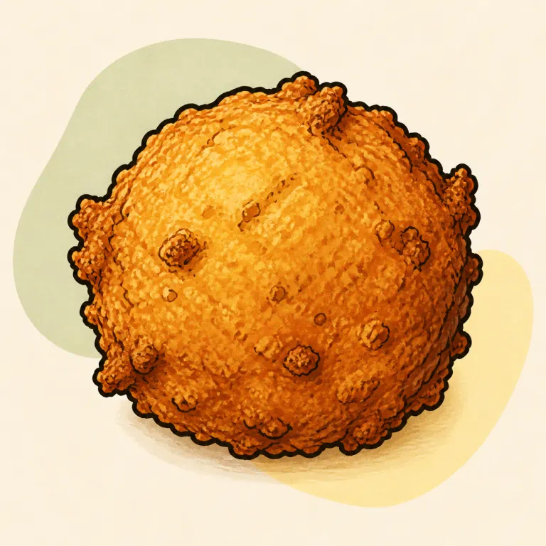 Hand-drawn editorial illustration of Hush puppy.