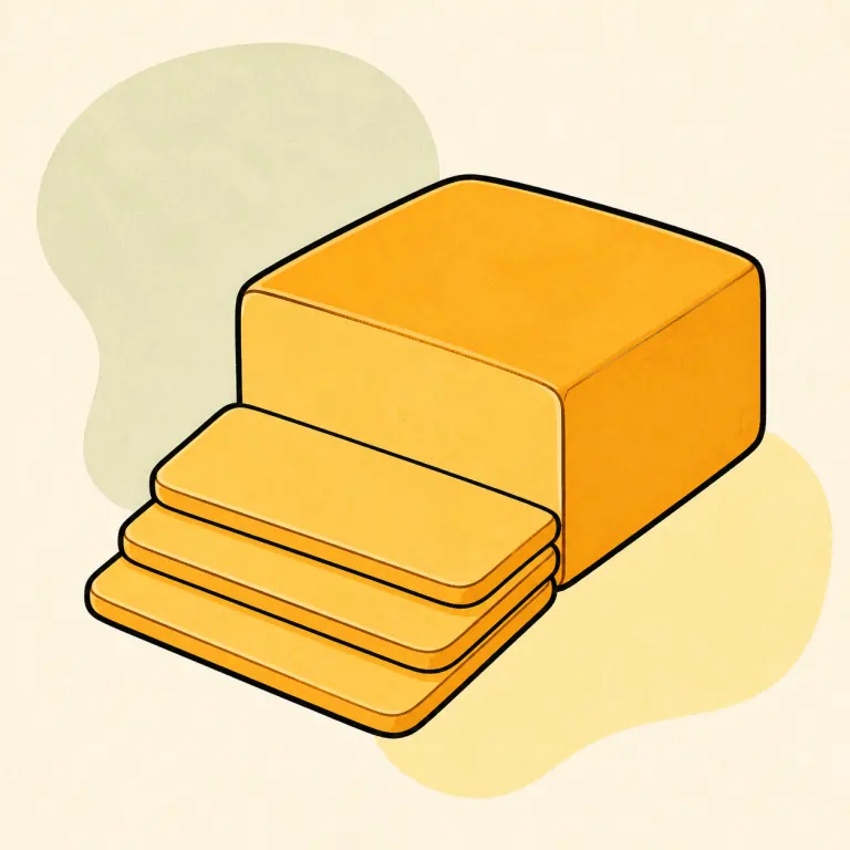 Hand-drawn editorial illustration of Imitation cheese.