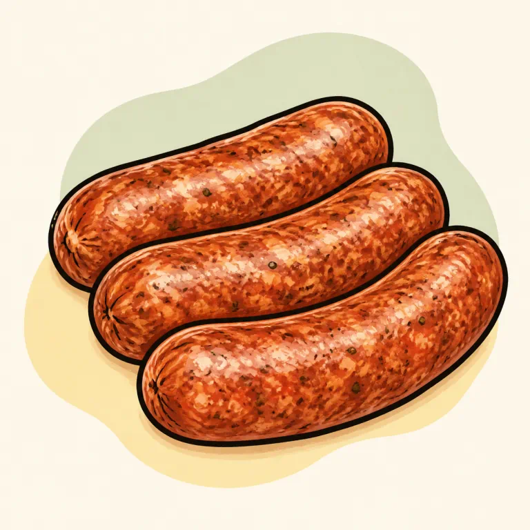 Hand-drawn editorial illustration of Italian sausage.