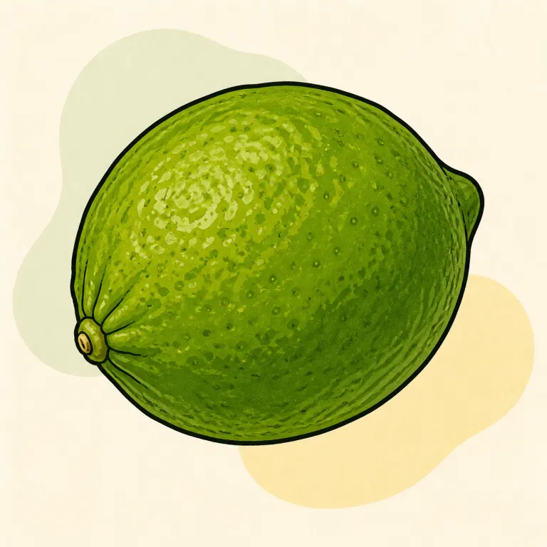Hand-drawn editorial illustration of Lime, raw.