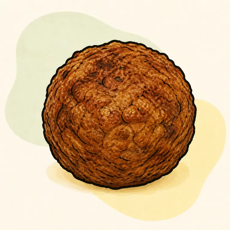 Hand-drawn editorial illustration of Meatball, meatless.