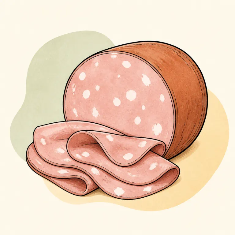Hand-drawn editorial illustration of Mortadella.