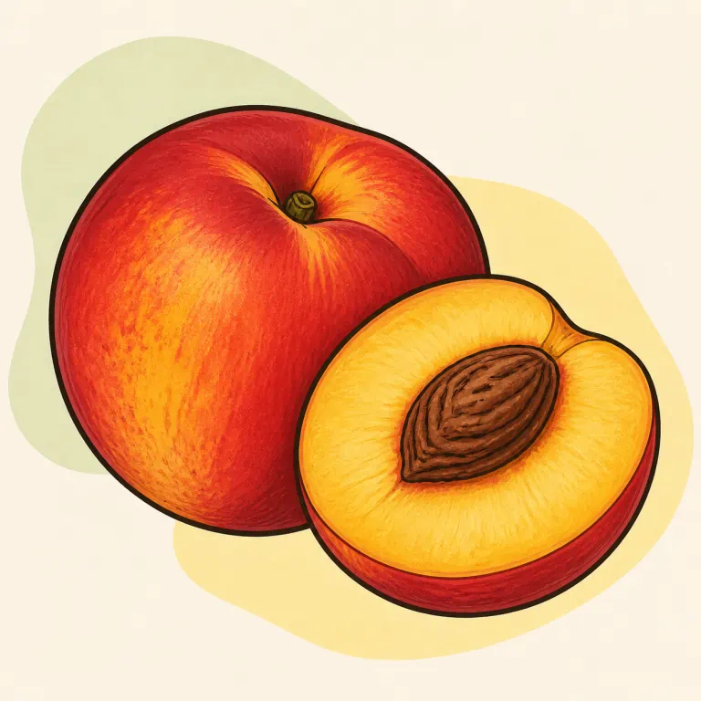Hand-drawn editorial illustration of Nectarine, raw.