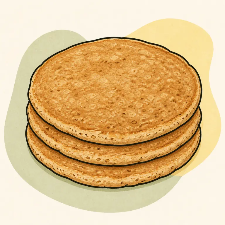 Hand-drawn editorial illustration of Pancakes, whole grain, frozen.