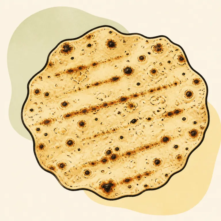Hand-drawn editorial illustration of Papad, grilled or broiled.