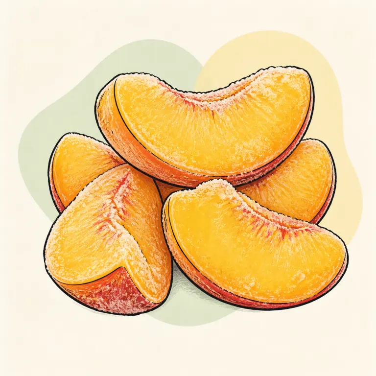 Hand-drawn editorial illustration of Peach, frozen.