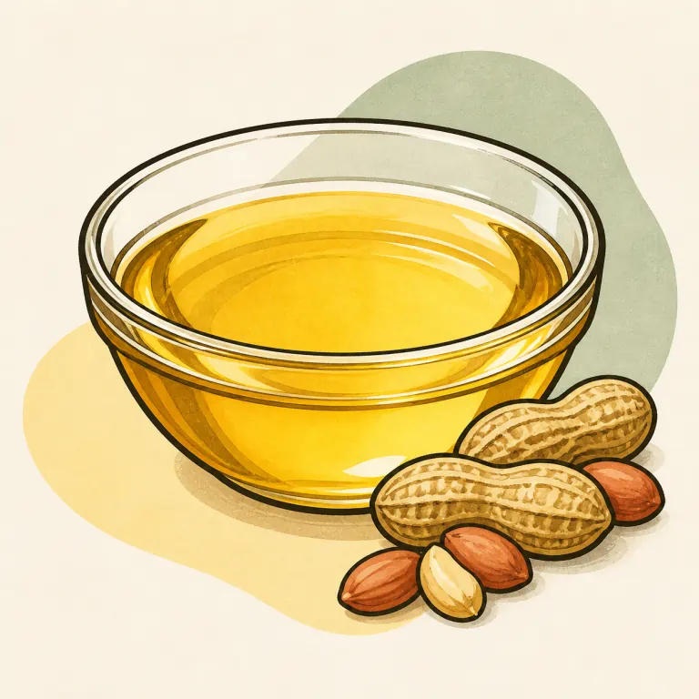 Hand-drawn editorial illustration of Peanut oil.