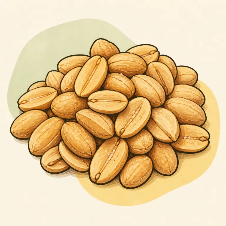 Hand-drawn editorial illustration of Peanuts, dry roasted, salted.