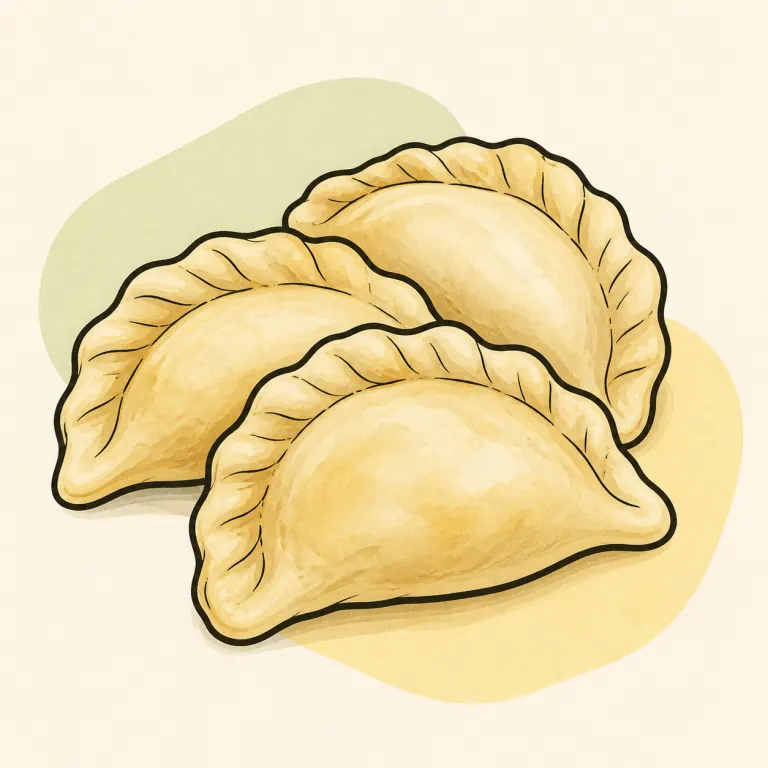 Hand-drawn editorial illustration of Pierogi.