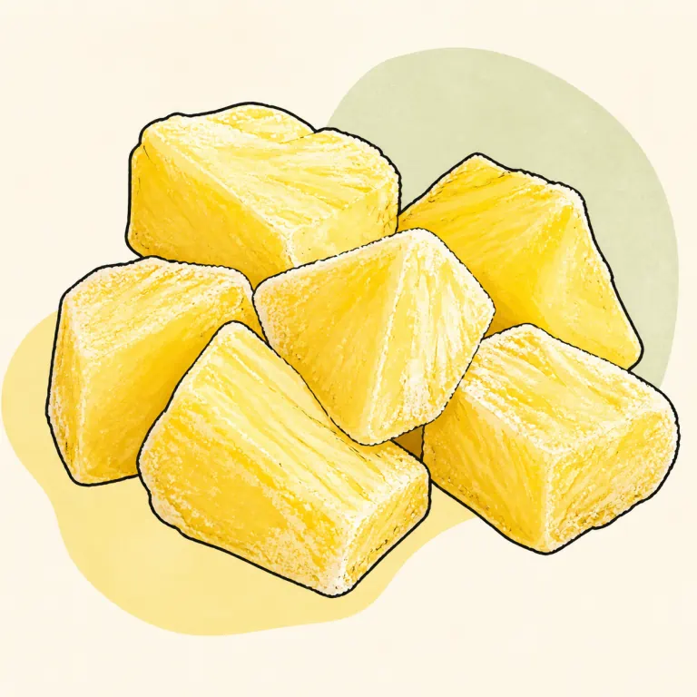 Hand-drawn editorial illustration of Pineapple, frozen.