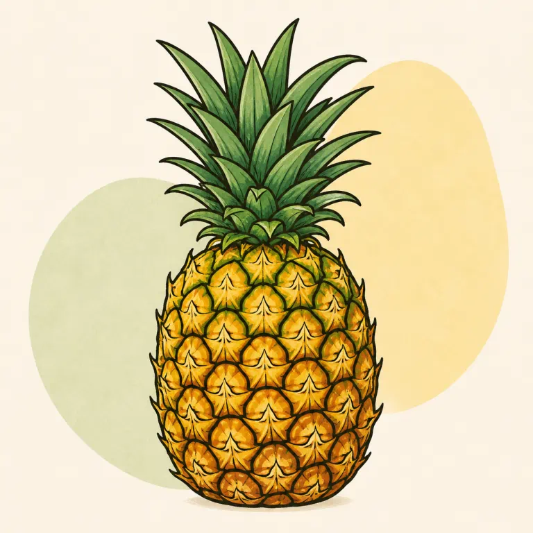 Hand-drawn editorial illustration of Pineapple, raw.