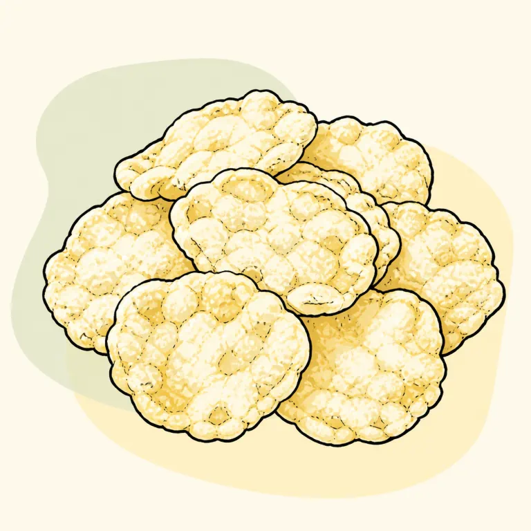 Hand-drawn editorial illustration of Popcorn chips, plain.