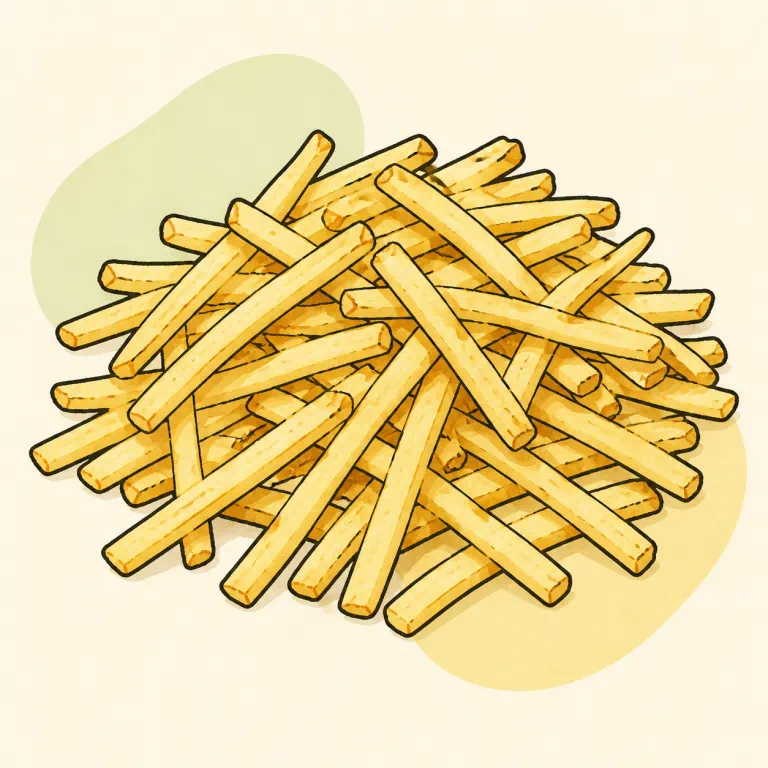 Hand-drawn editorial illustration of Potato sticks, plain.