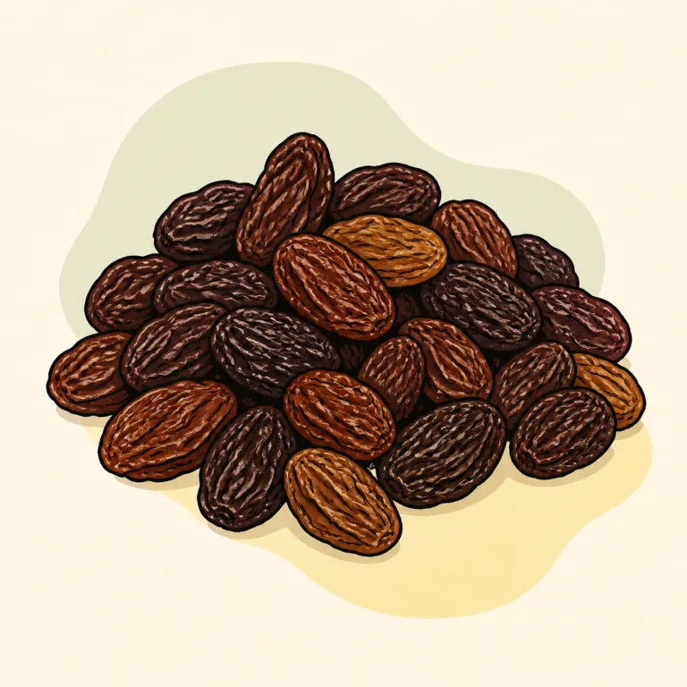 Hand-drawn editorial illustration of Raisins.