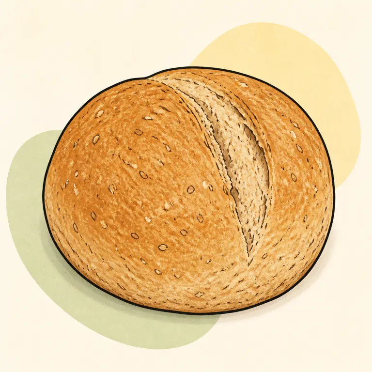 Hand-drawn editorial illustration of Roll, whole grain white.