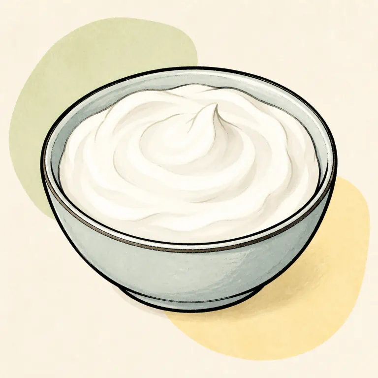 Hand-drawn editorial illustration of Sour cream, fat free.