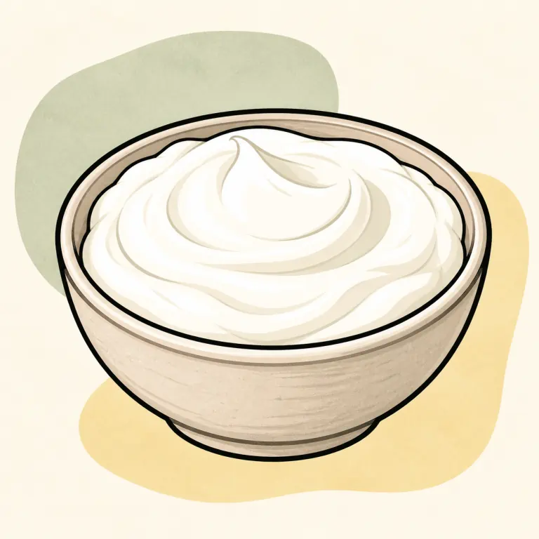 Hand-drawn editorial illustration of Sour cream, imitation.