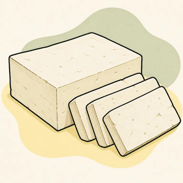 Hand-drawn editorial illustration of Soybean curd cheese.