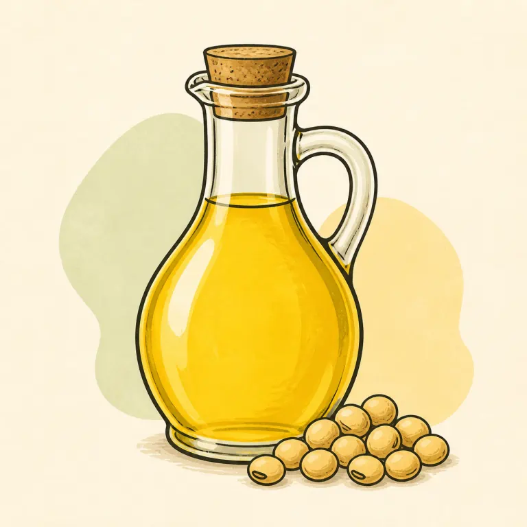 Hand-drawn editorial illustration of Soybean oil.