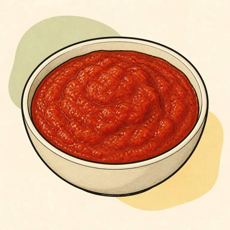 Hand-drawn editorial illustration of Spaghetti sauce.