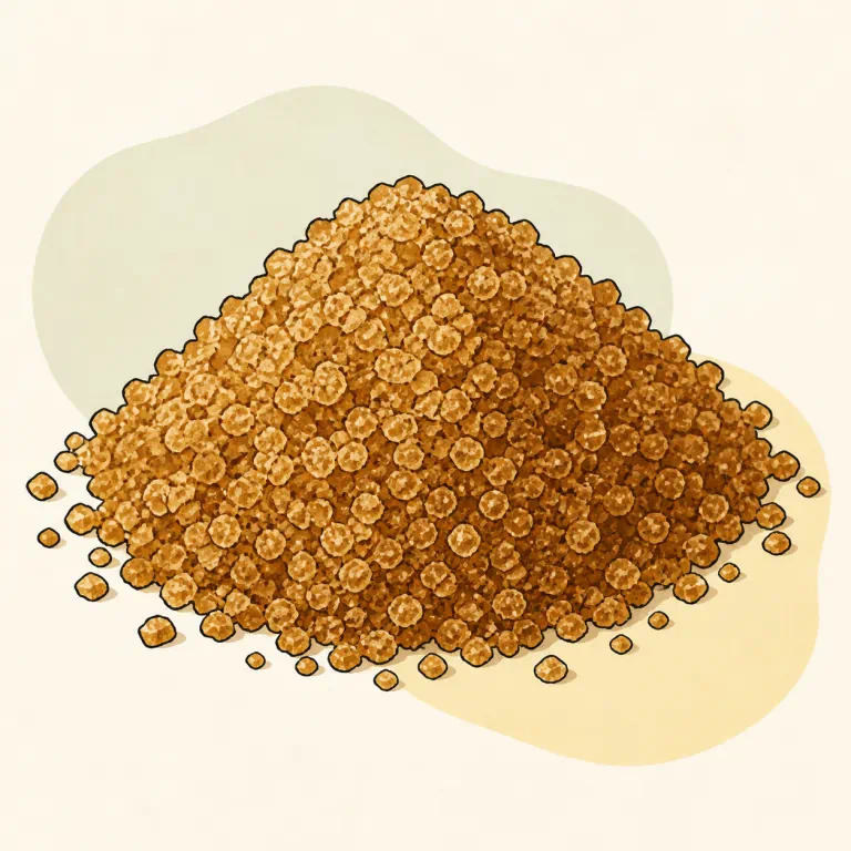 Hand-drawn editorial illustration of Sugar, brown.