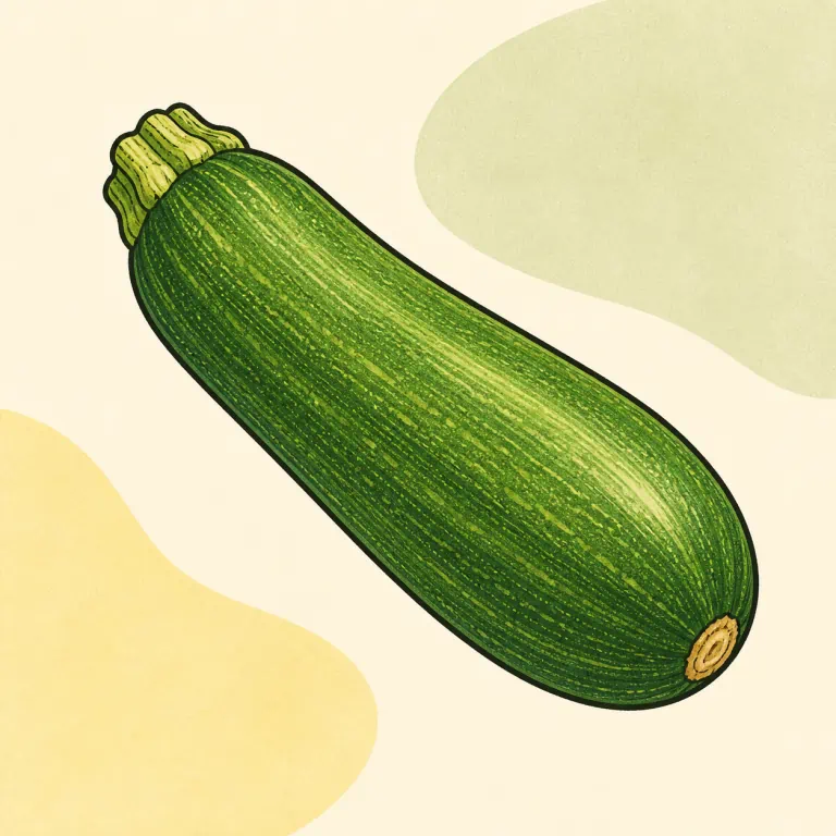 Hand-drawn editorial illustration of Summer squash, green, raw.