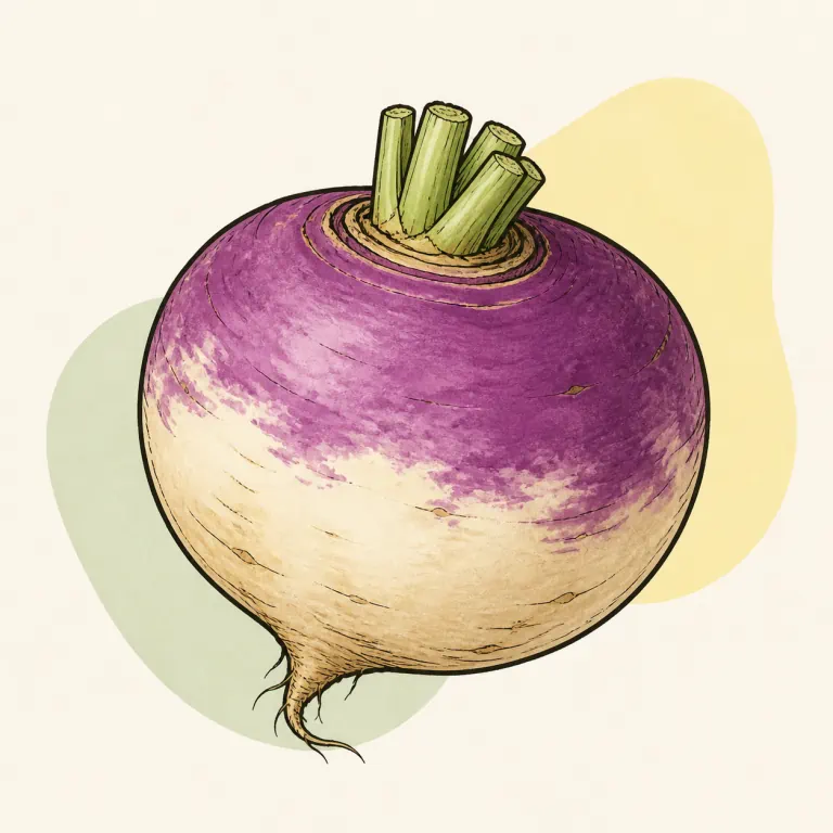 Hand-drawn editorial illustration of Turnip, raw.