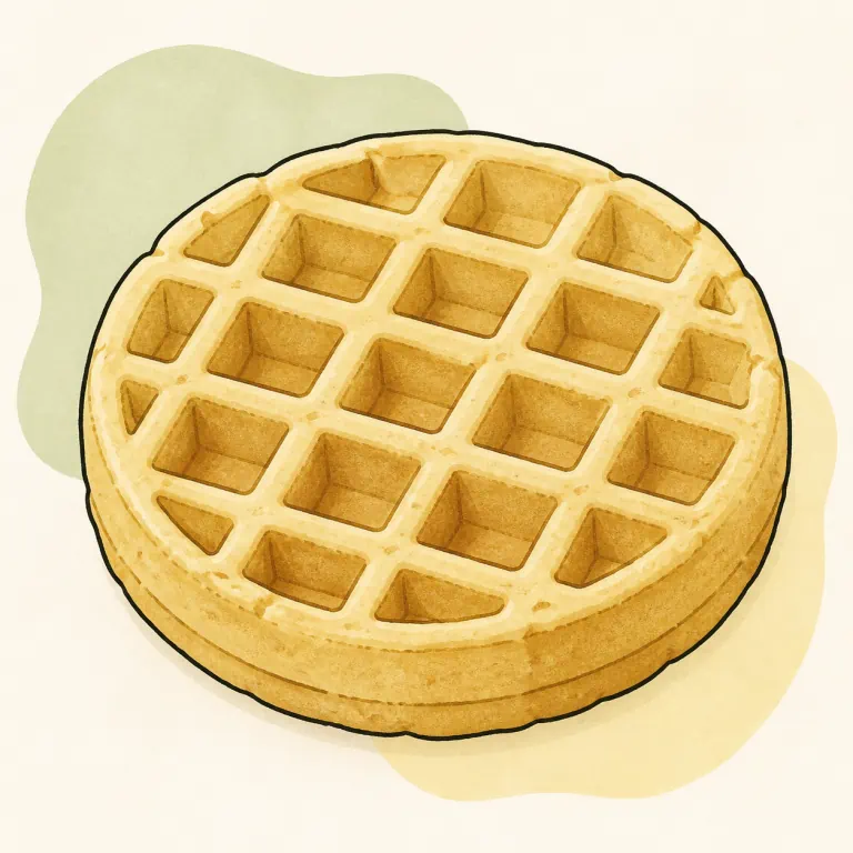 Hand-drawn editorial illustration of Waffle, plain, frozen.