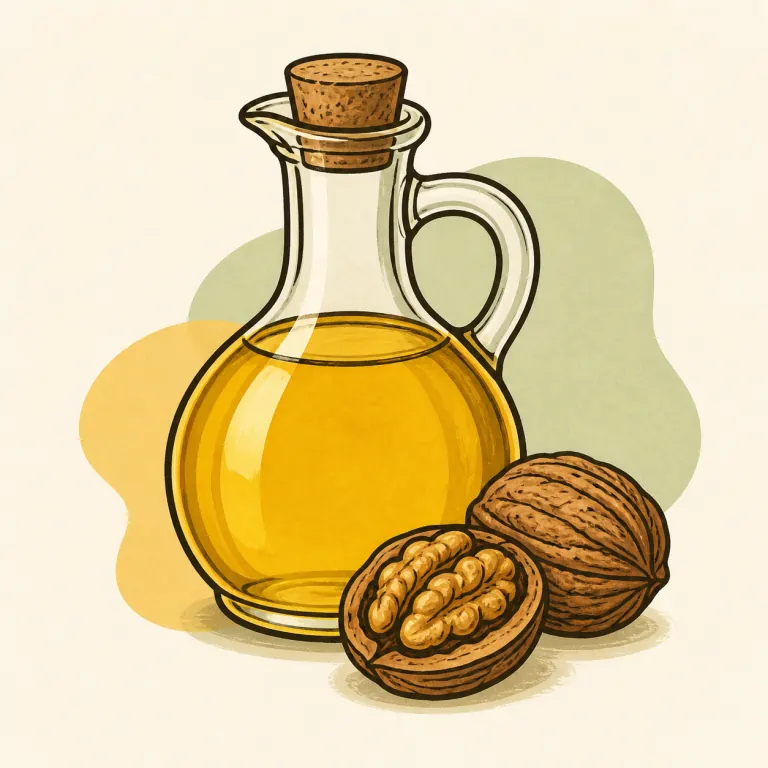 Hand-drawn editorial illustration of Walnut oil.