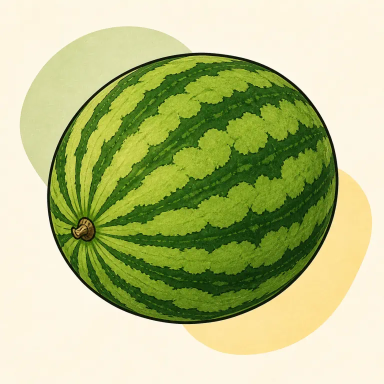 Hand-drawn editorial illustration of Watermelon, raw.
