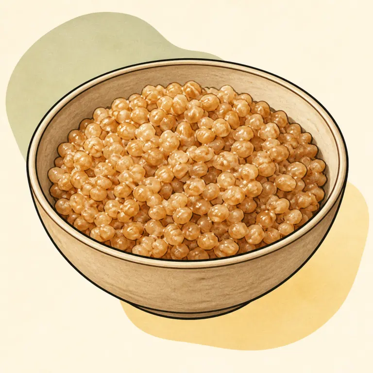 Hand-drawn editorial illustration of Whole wheat cereal, cooked.
