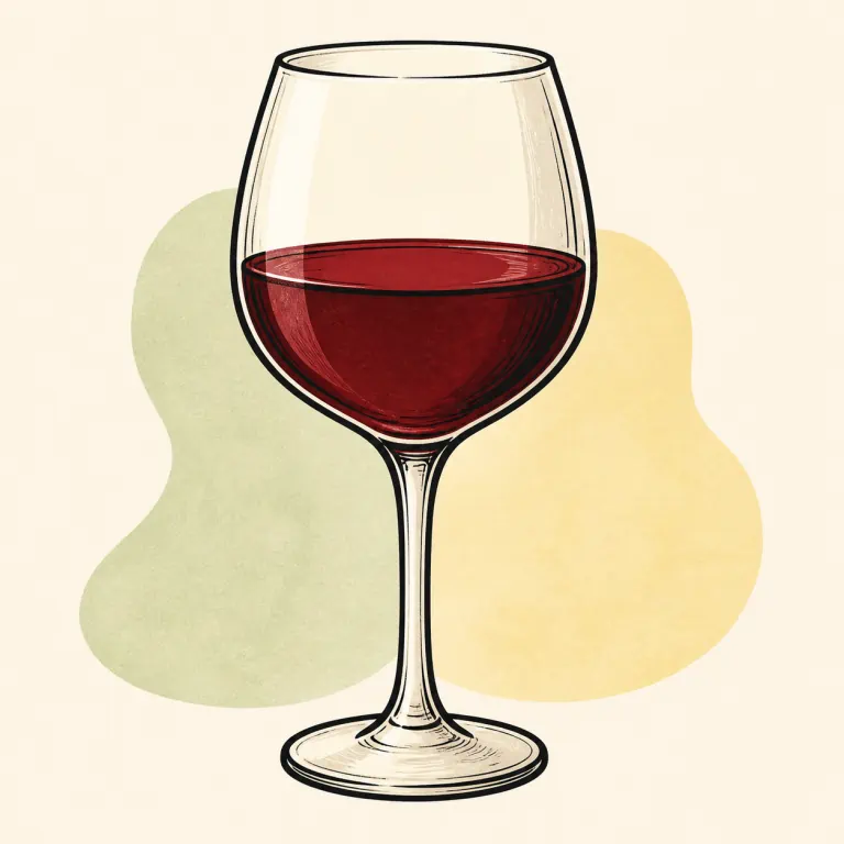 Hand-drawn editorial illustration of Wine, red.
