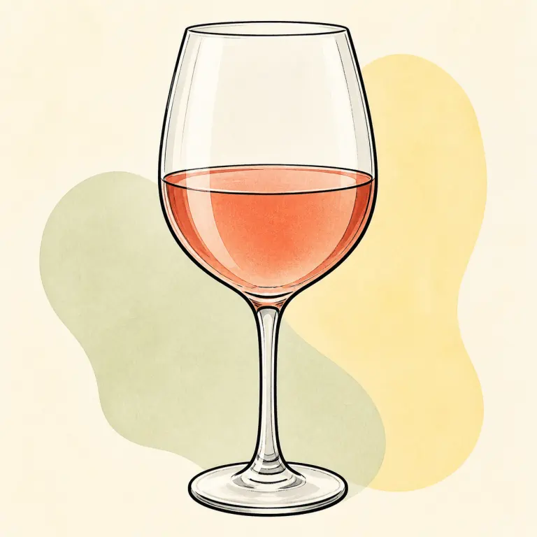 Hand-drawn editorial illustration of Wine, rose.