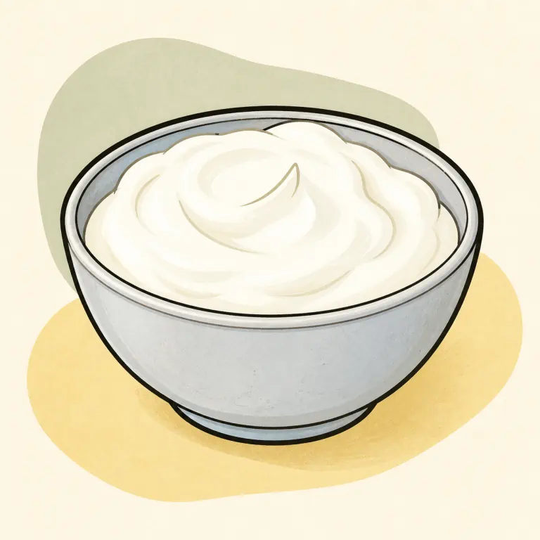 Hand-drawn editorial illustration of Yogurt, Greek, low fat milk, plain.