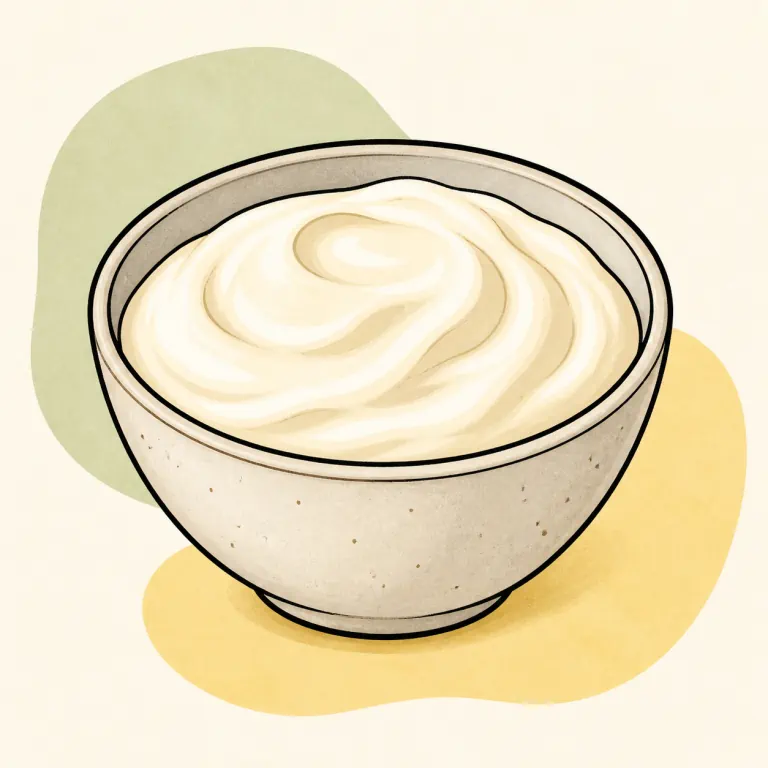 Hand-drawn editorial illustration of Yogurt, Greek, whole milk, flavors other than fruit.