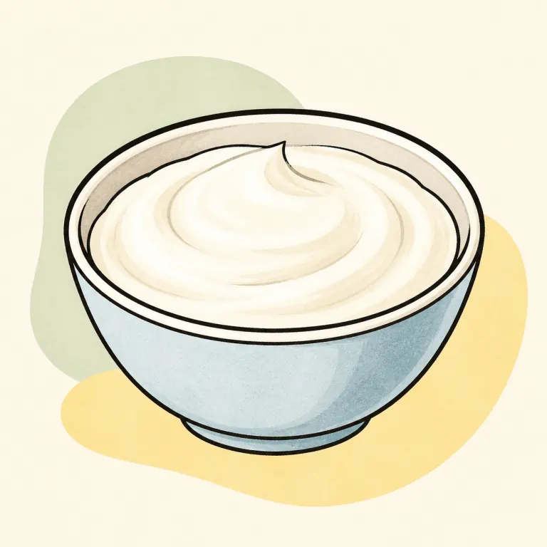 Hand-drawn editorial illustration of Yogurt, low fat milk, plain.