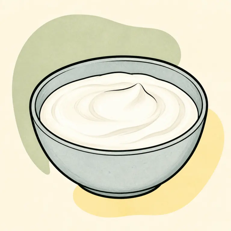 Hand-drawn editorial illustration of Yogurt, nonfat milk, plain.