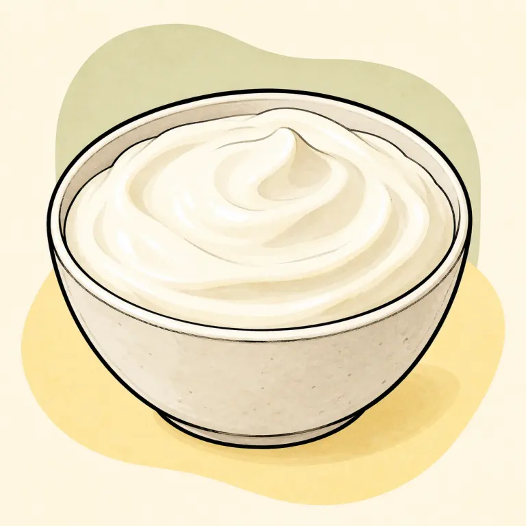 Hand-drawn editorial illustration of Yogurt, whole milk, flavors other than fruit.