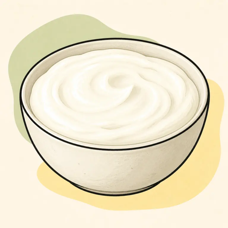 Hand-drawn editorial illustration of Yogurt, whole milk, plain.